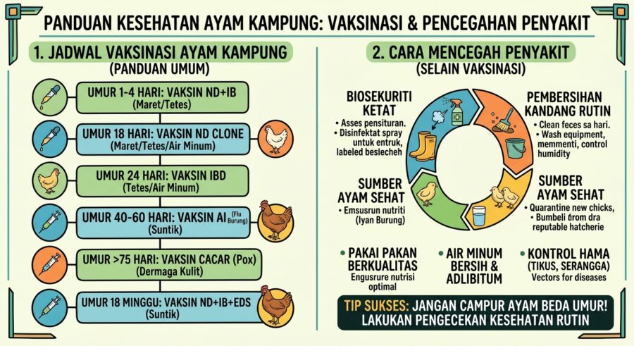 Jadwal Vaksinasi & Cara Mencegah Penyakit Pada Ayam Kampung