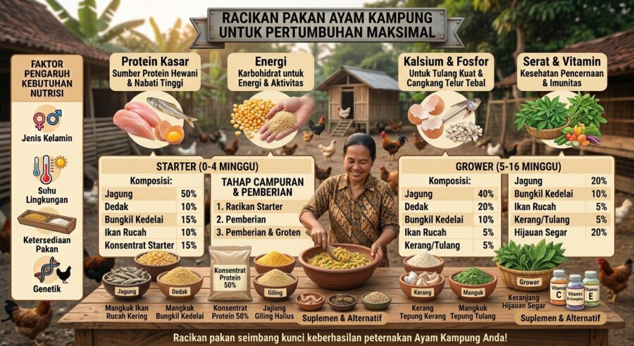 kunci utama racikan pakan ayam kampung