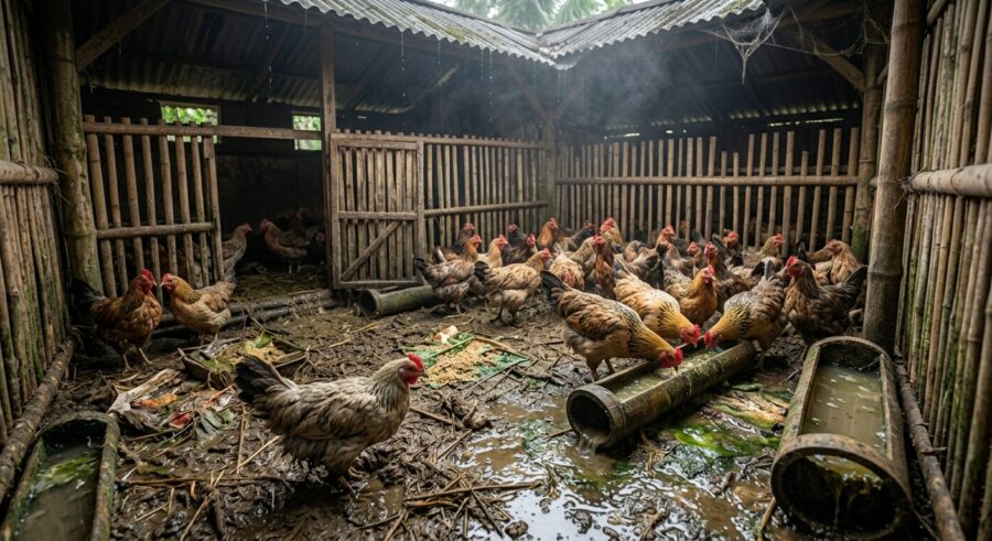 Penyebab Utama Ayam Kampung Mudah Terserang PenyakitKebersihan Kandang & Kelembapan Suhu
